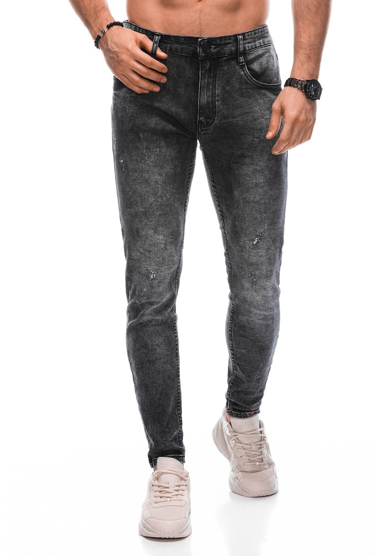 Blugi skinny cu detalii cu aspect decolorat Blugi skinny cu detalii cu aspect decolorat
