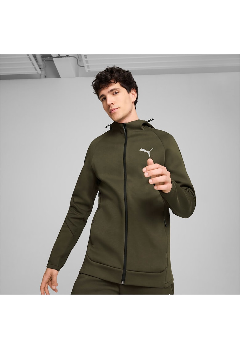 Hanorac sport EVOSTRIPE - Bumbac - Kaki