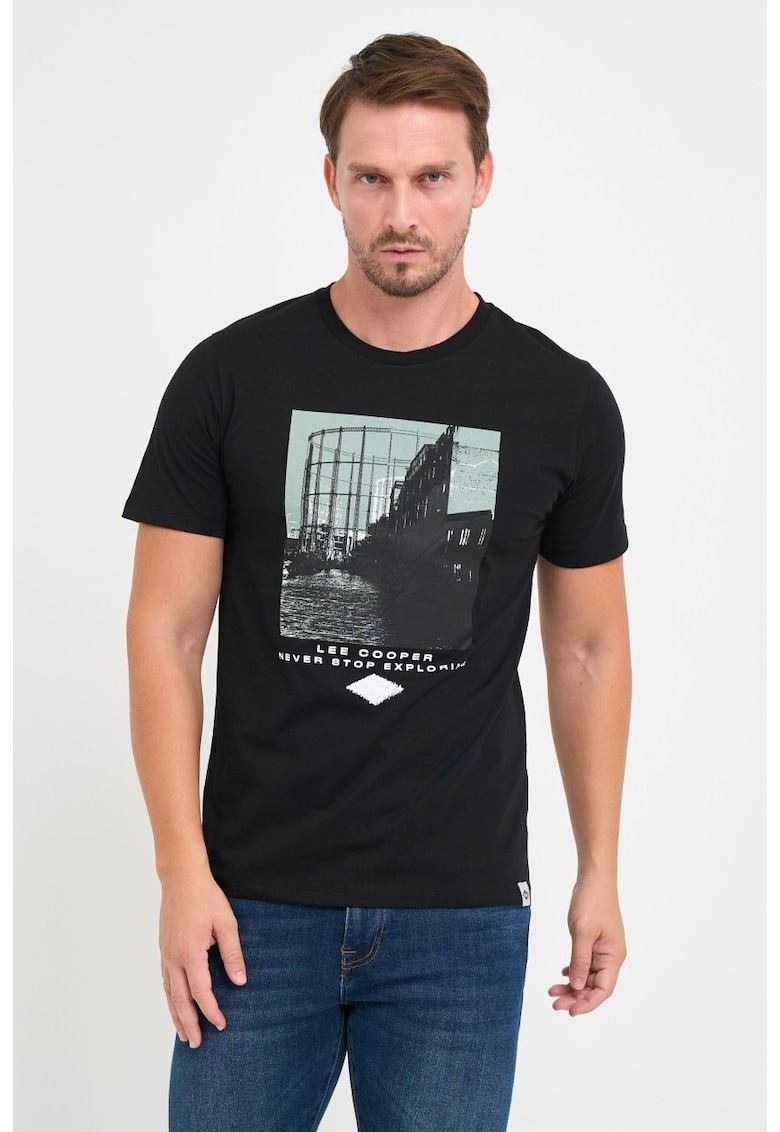 Tricou barbat cu imprimeu grafic - Negru