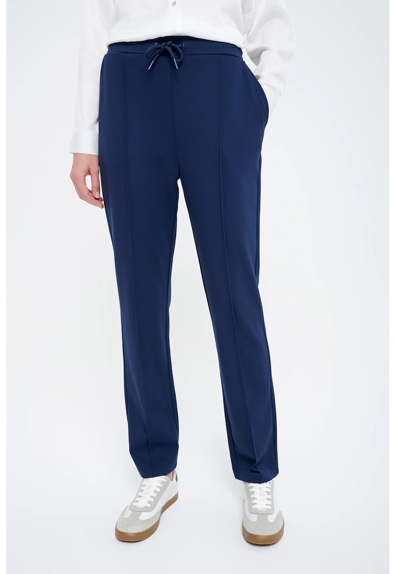 Pantaloni cu snur si buzunare laterale - Albastru