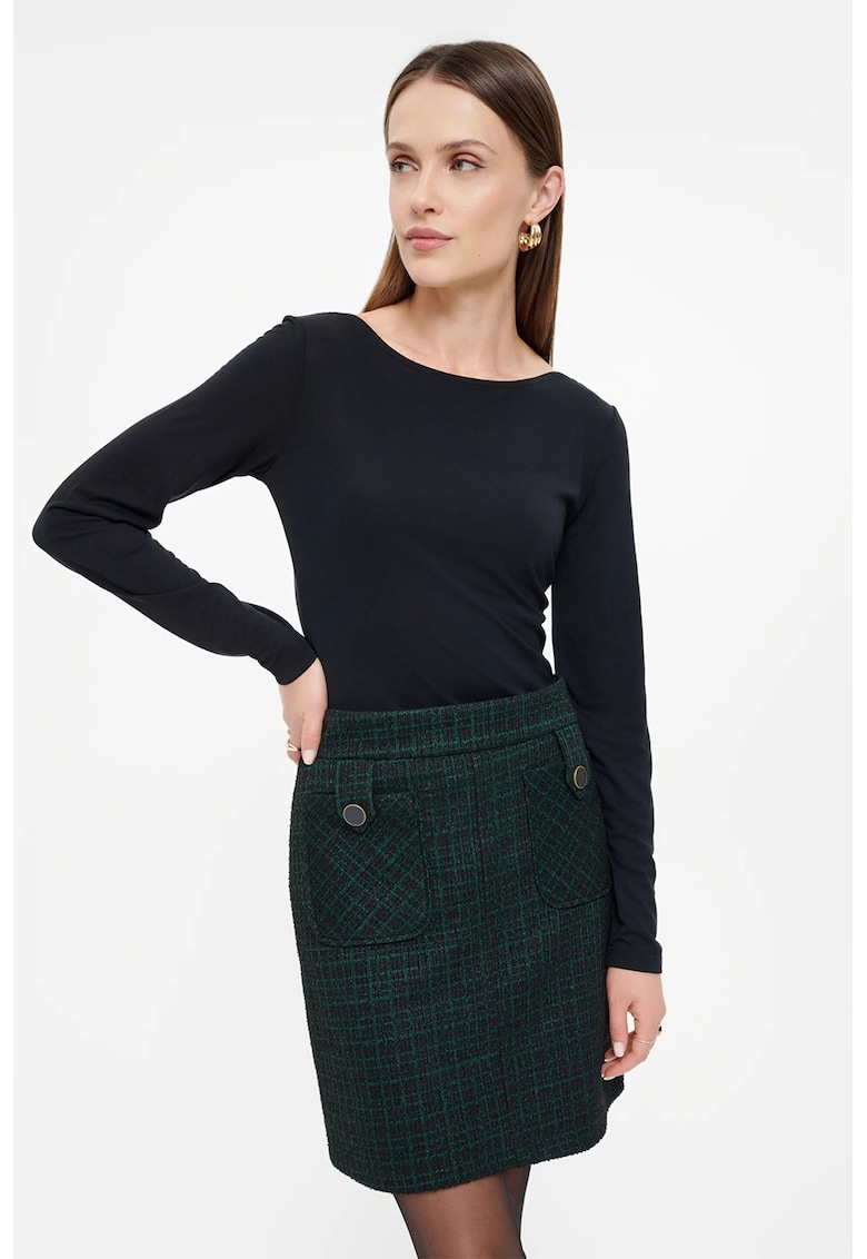 Fusta mini dreapta cu buzunare aplicate