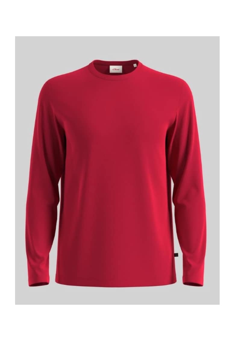 Tricou cu maneca lunga barbati si decolteu la baza gatului - Regular fit - Rosu