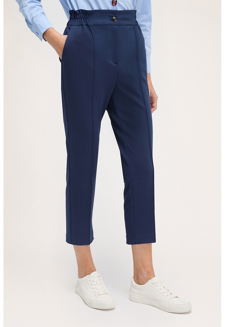 Pantaloni crop cu talie elastica