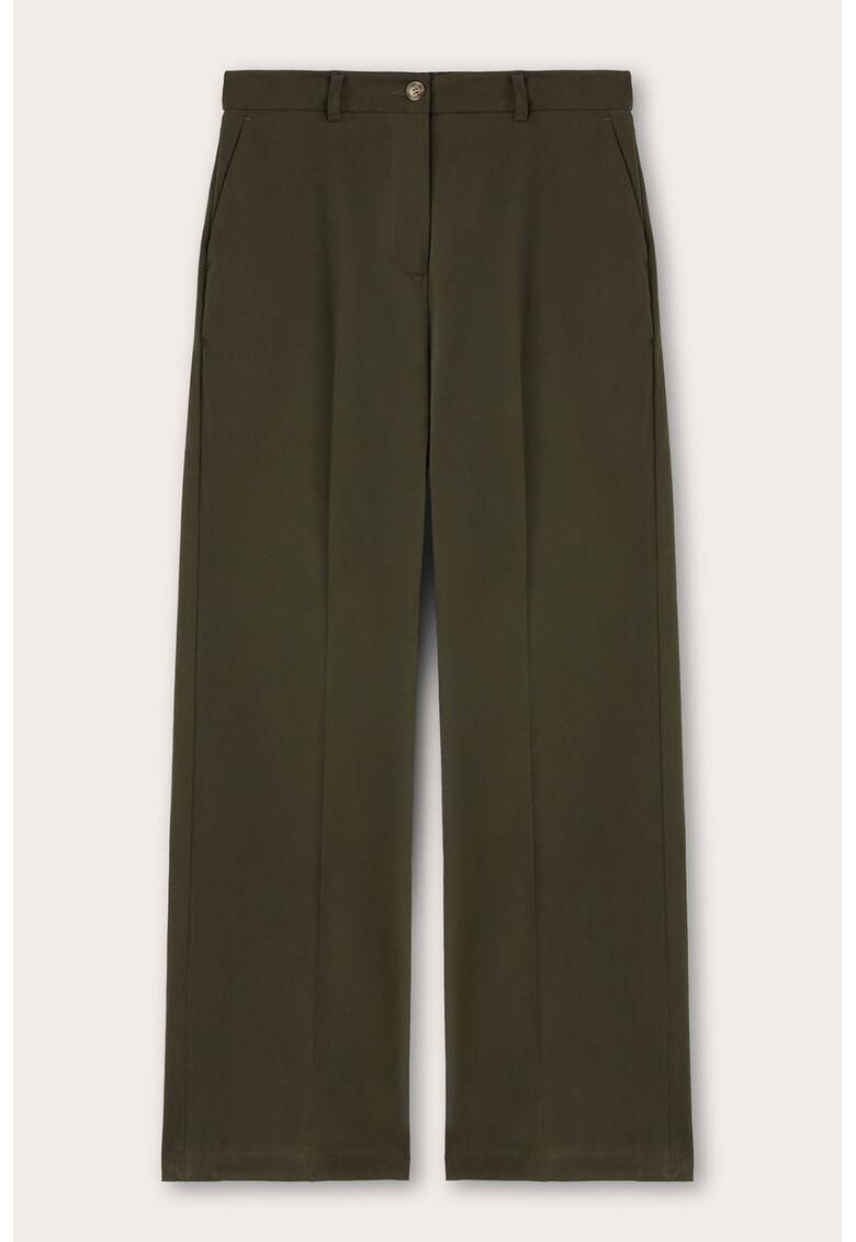 Pantaloni drepti cu buzunare laterale - Verde inchis