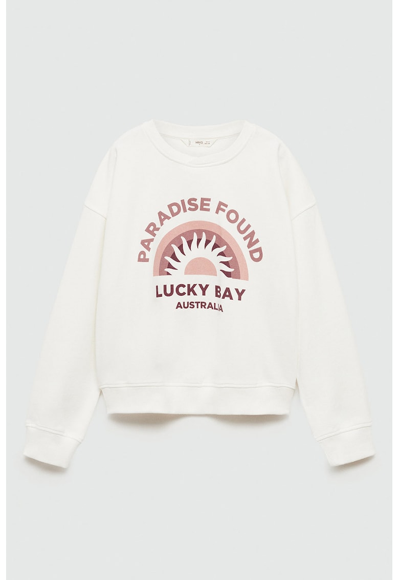 Bluza de trening cu imprimeu si maneci cazute Lucky