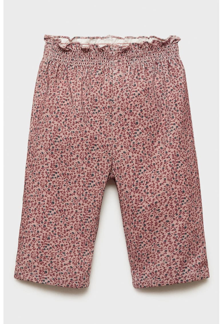 Pantaloni cu model floral si talie elastica Alaska