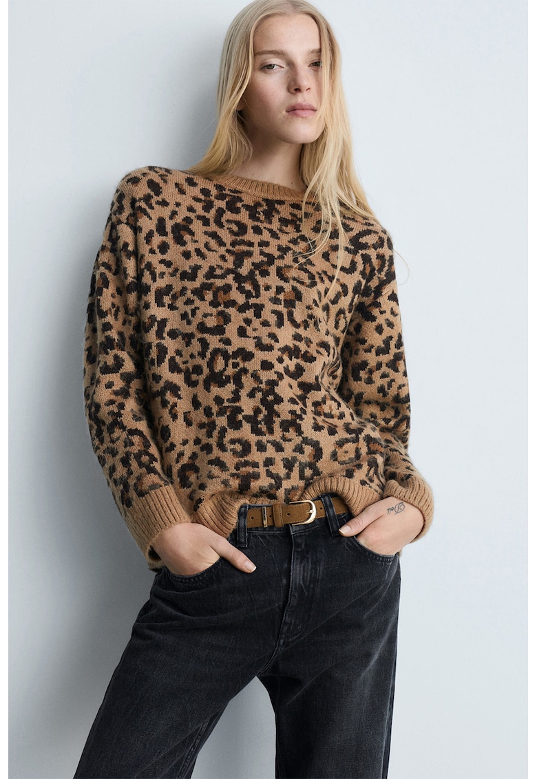 Pulover cu animal print Pardo