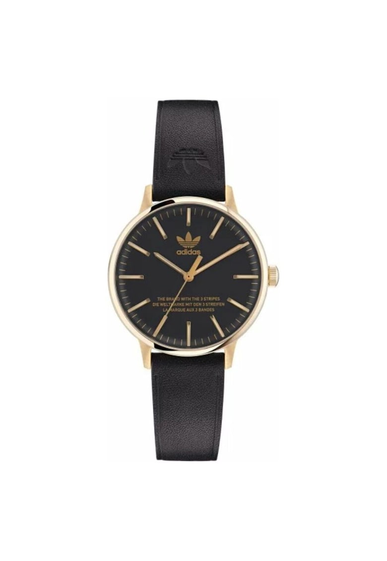 Ceas dama inox - curea silicon - negru - auriu