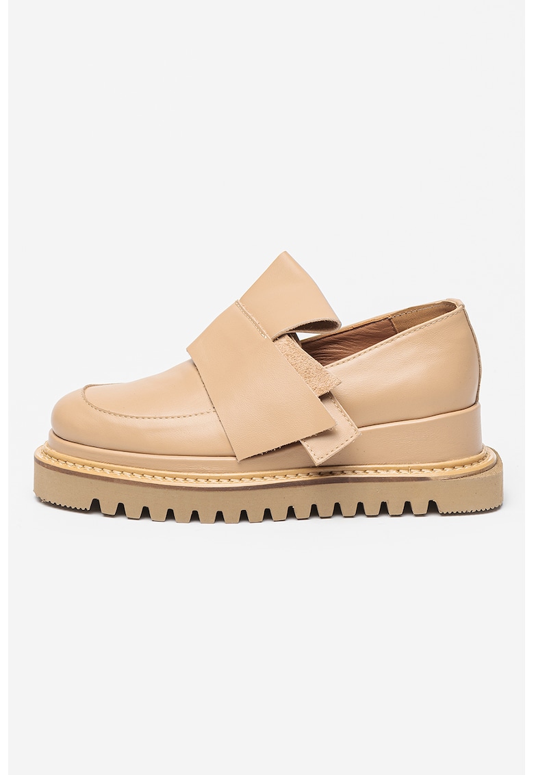 Pantofi loafer wedge de piele