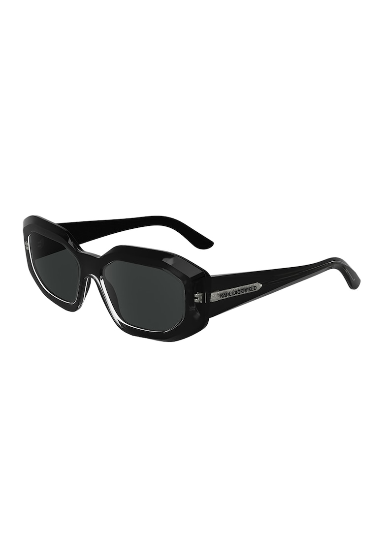 Ochelari de soare ovali cu lentile uni - Negru/Argintiu