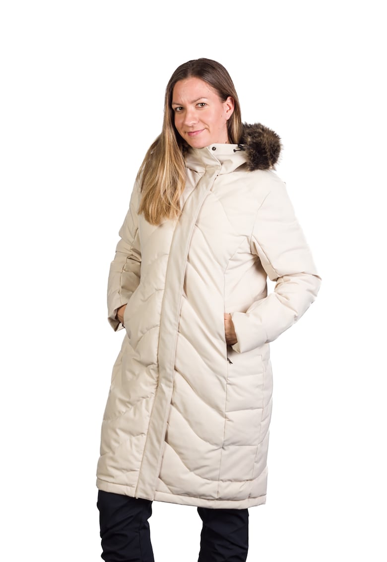Geaca lunga cu blana sintetica Robin - Crem