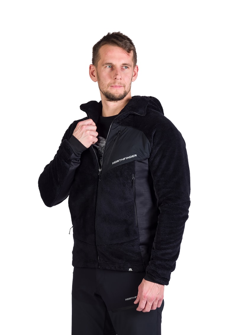 Hanorac din fleece cu fermoar pentru trekking Gianluca - Negru
