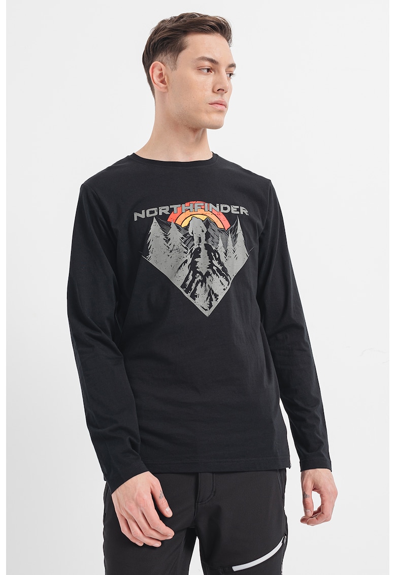 Tricou bumbac cu maneca lunga barbati Clair - Rosu/Negru/Gri