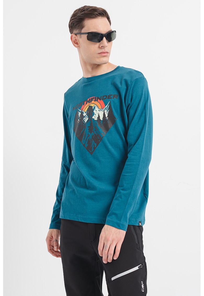 Tricou bumbac cu maneca lunga barbati Clair - Rosu/Negru/Albastru petrol