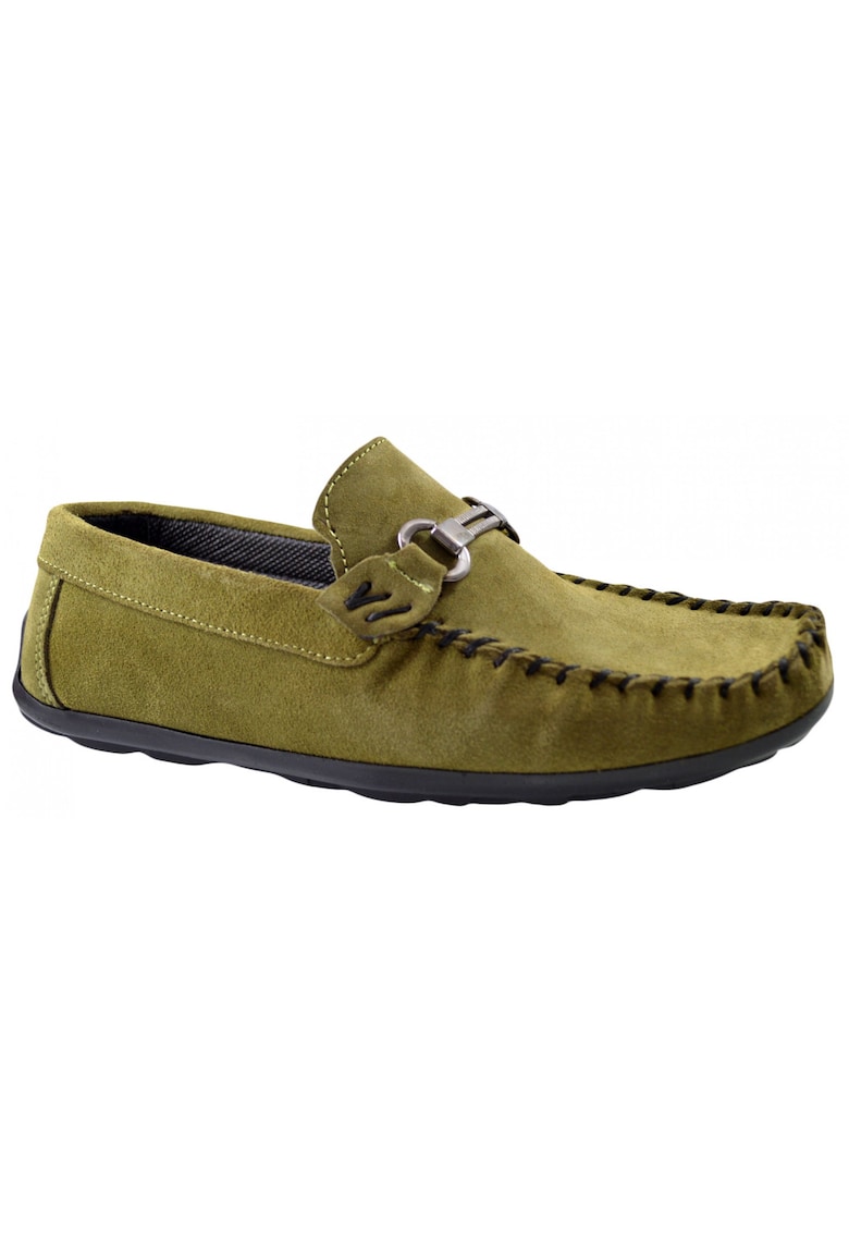 Mocasini Barbatesti Verzi din Piele intoarsa Naturala Slip-on