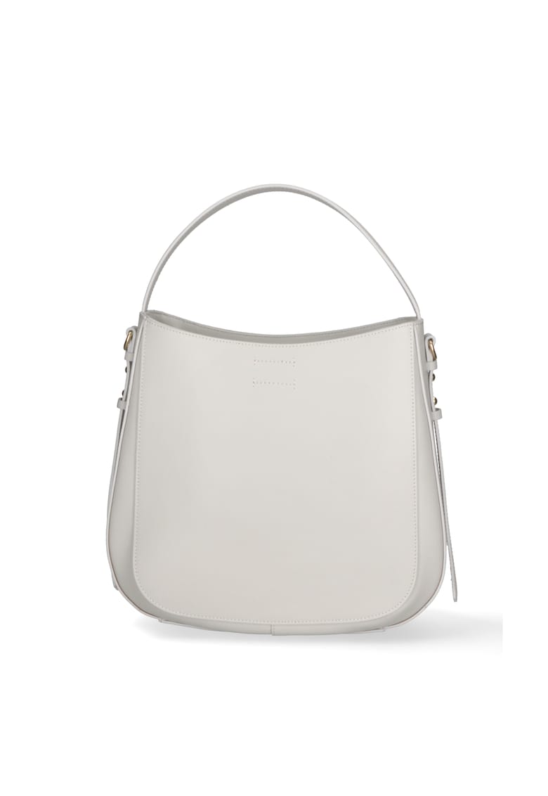 Geanta crossbody de piele - Gri deschis