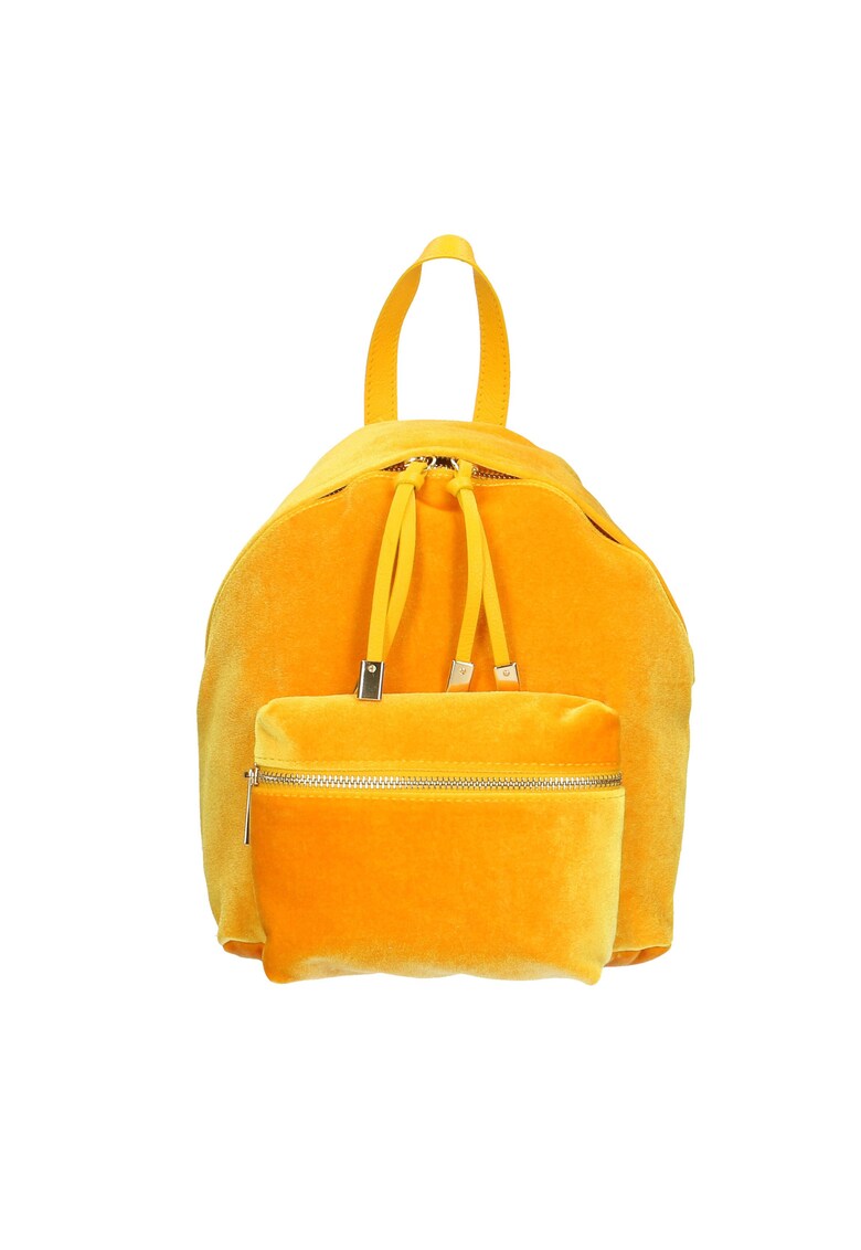 Rucsac din catifea cu buzunar frontal 168293 - Galben