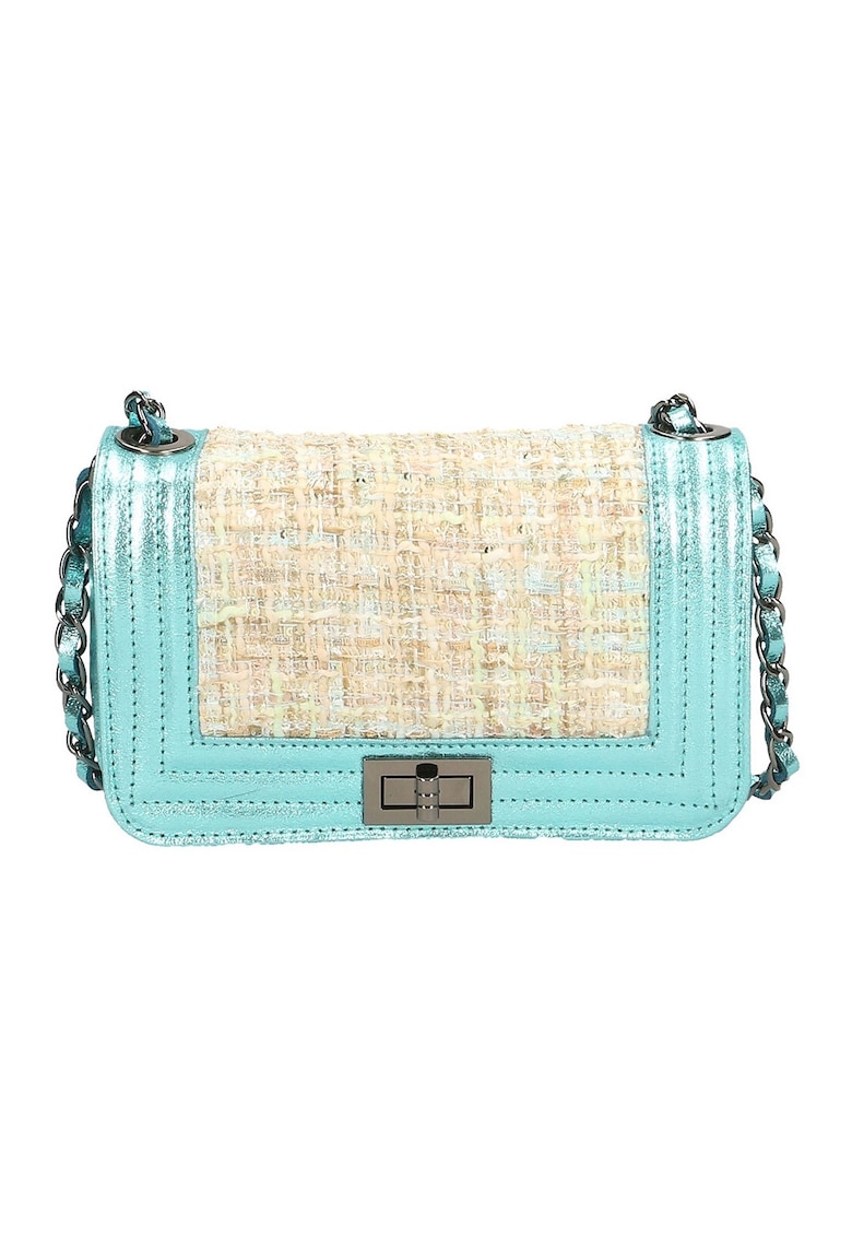 Geanta crossbody din piele - Albastru deschis