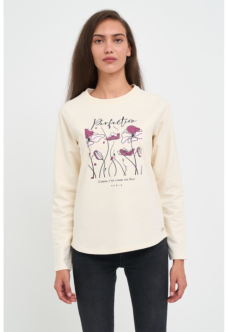 Bluza de trening cu decolteu la baza gatului si imprimeu