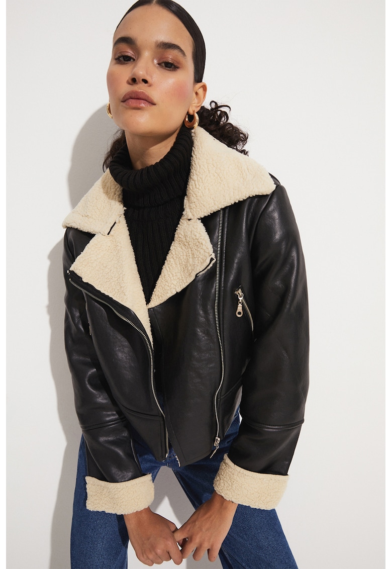 Jacheta crop din piele ecologica