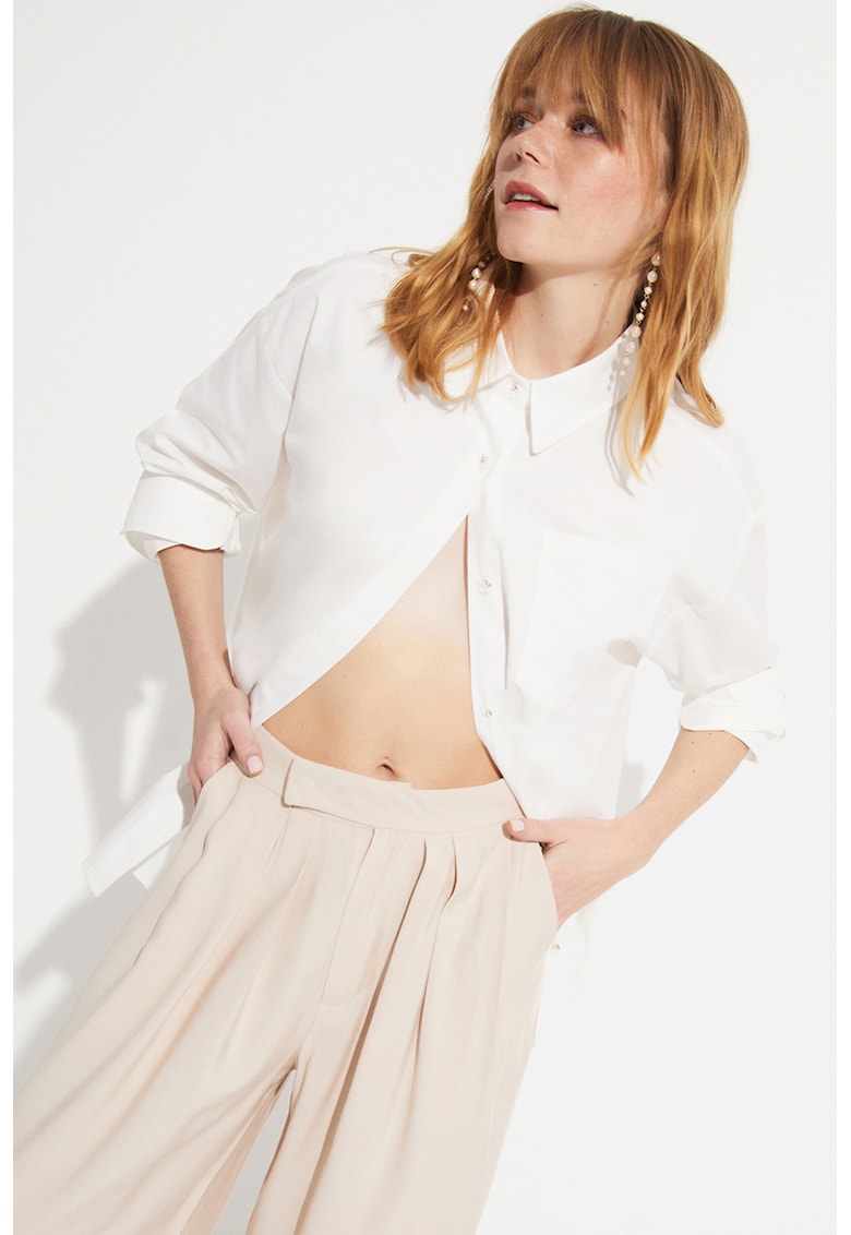 Camasa lejera din bumbac cu buzunar pe piept