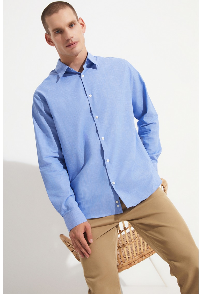 Camasa din amestec de bumbac cu maneci lungi