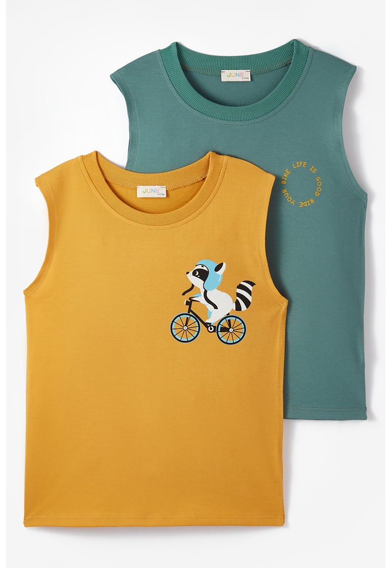 Set de top-uri cu imprimeu grafic - 2 piese