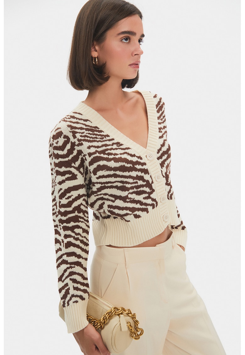 Cardigan crop cu animal print