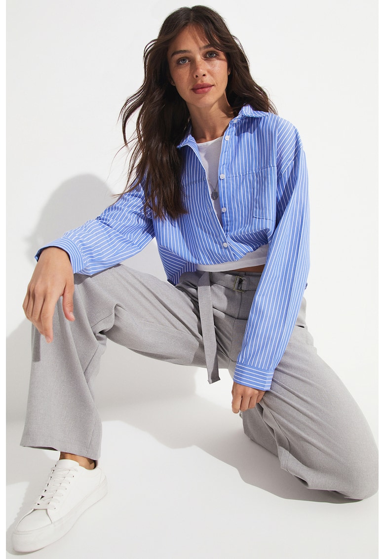 Camasa lejera crop cu dungi