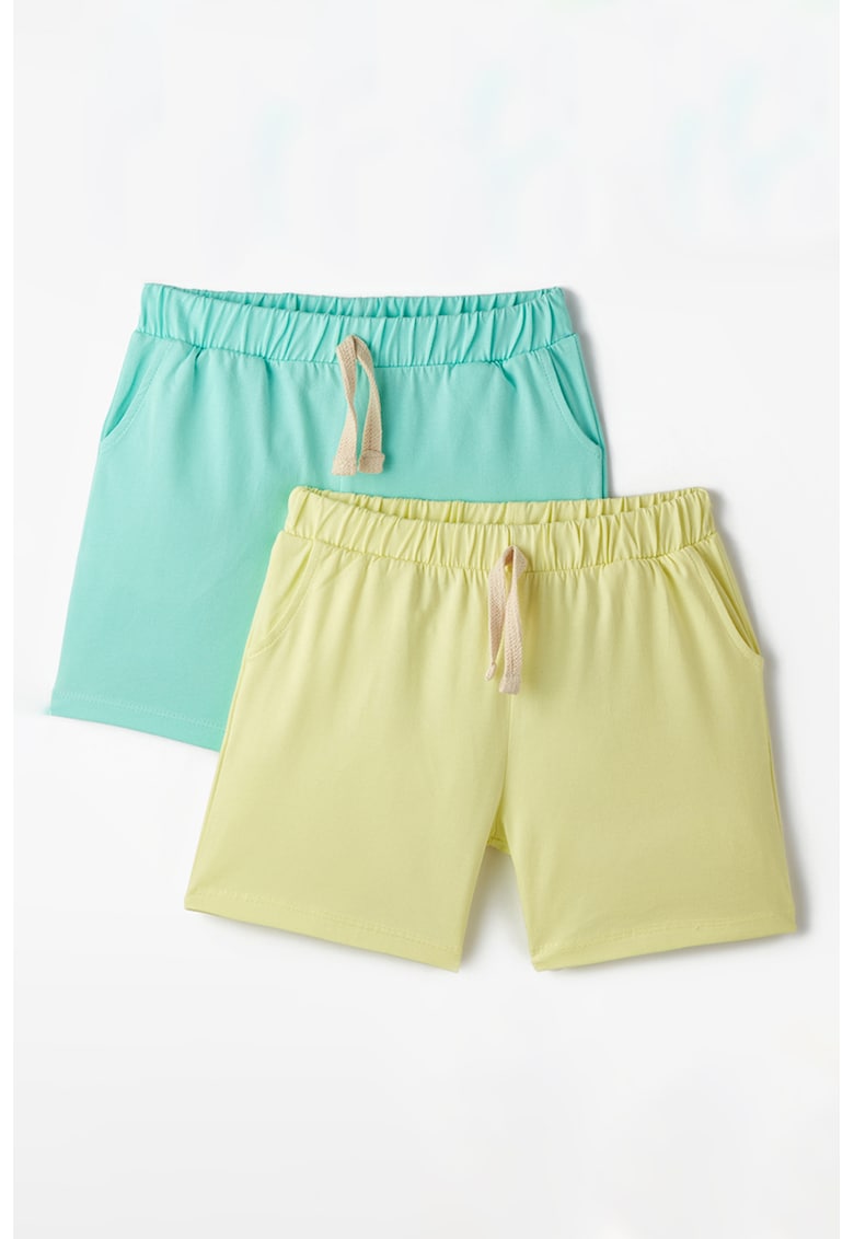 Set de pantaloni scurti cu talie ajustabila - 2 piese - Verde/Galben
