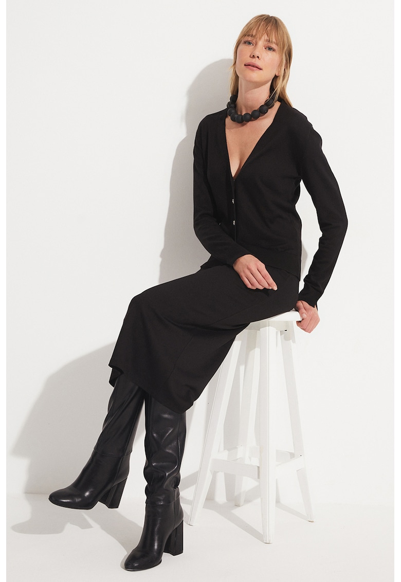 Fusta midi cu talie inalta