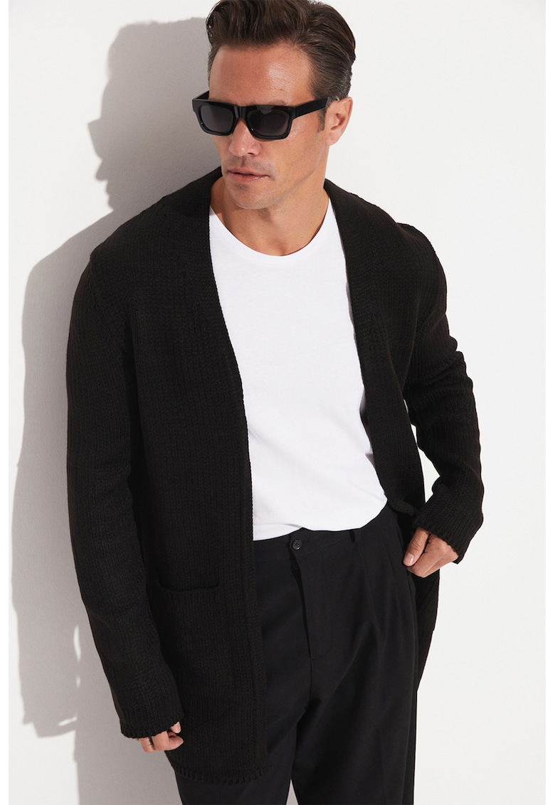 Cardigan lejer fara inchidere cu buzunare frontale