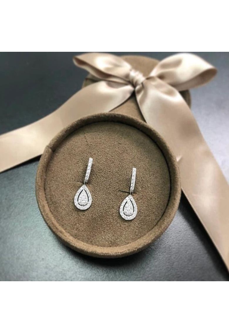 Cercei argintii - forma de lacrima - cu pietre din zirconiu - Madlen C3 -