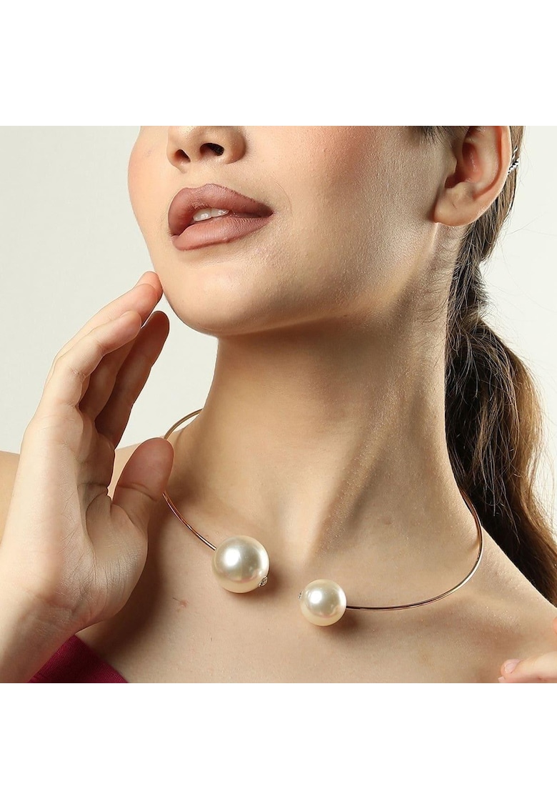 Colier auriu - in forma de cerc - cu perle - Deana C16 -