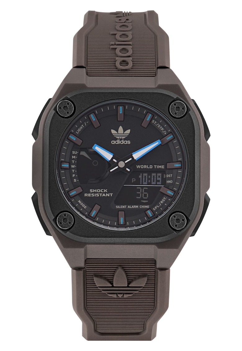 Ceas barbatesc CITY TECH ONE - maro - curea din rasina - rezistenta la apa 5 ATM