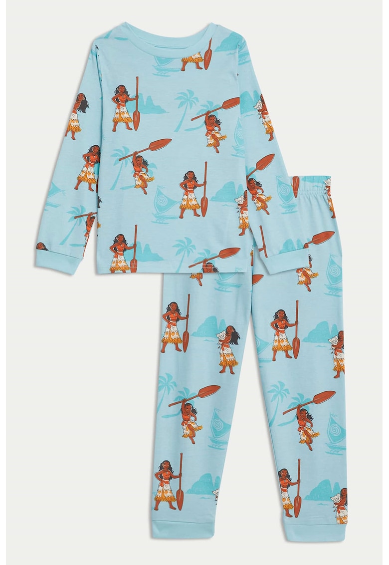 Pijama de bumbac cu imprimeu Moana