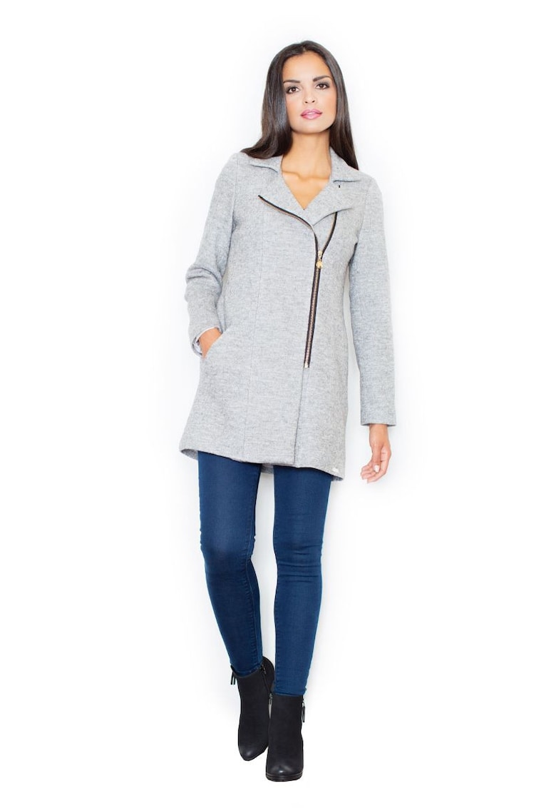 Palton Crombie pentru femei - Massod - gri