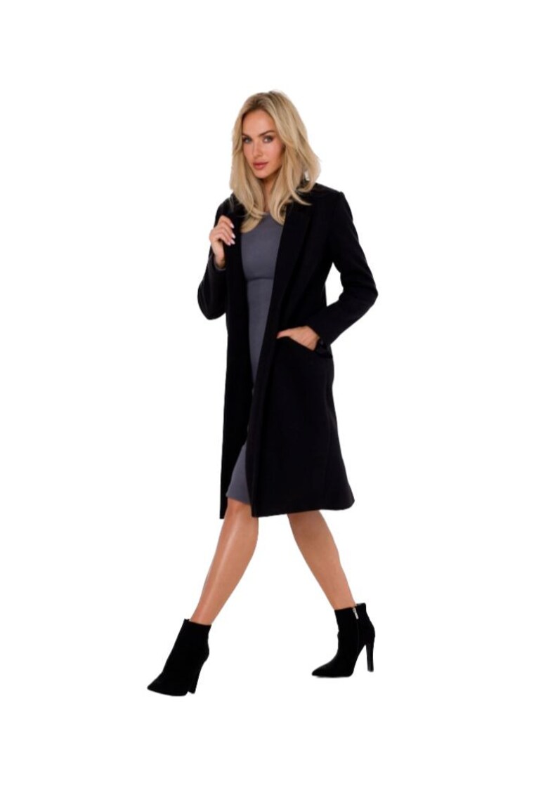 Palton Crombie pentru femei - Made of Emotion - Maduna - neagra