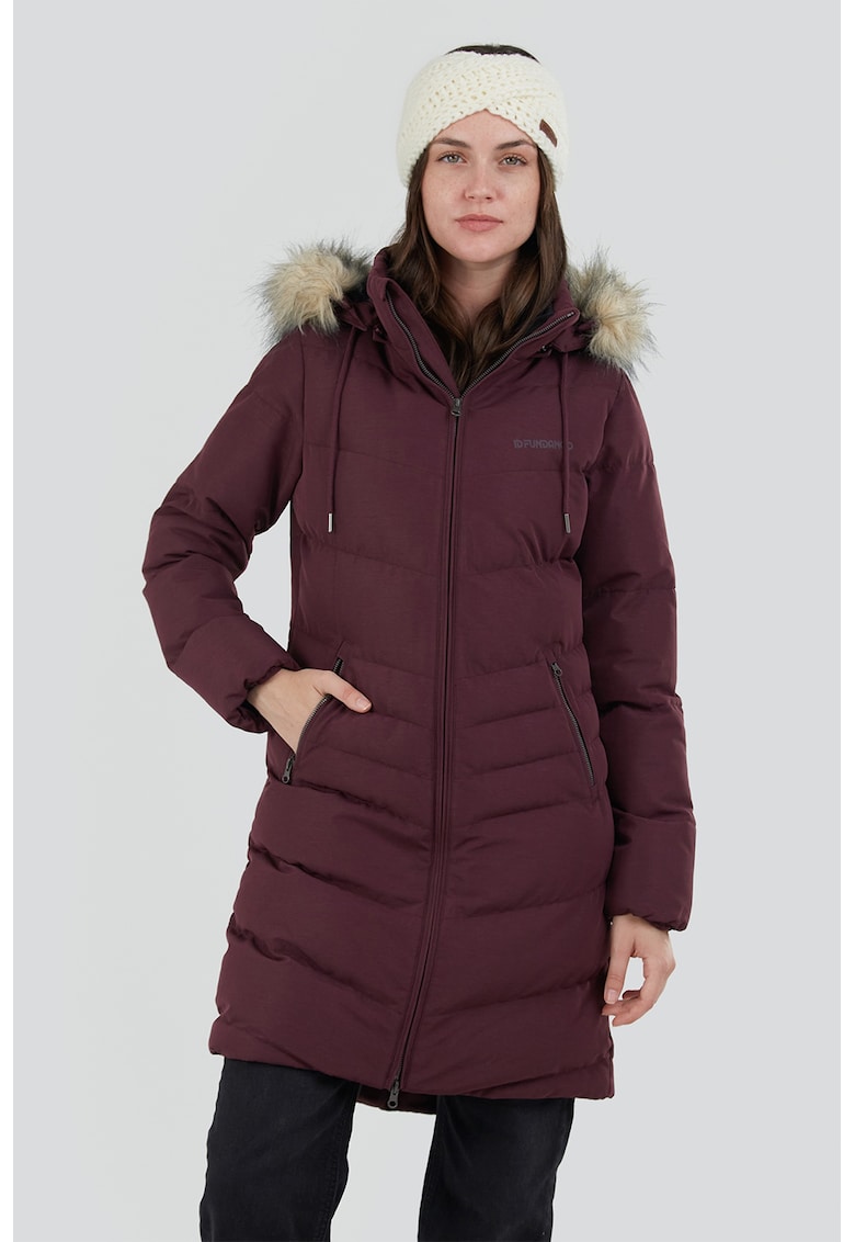 Geaca matlasata cu vatelina si garnitura de blana sintetica Puppis