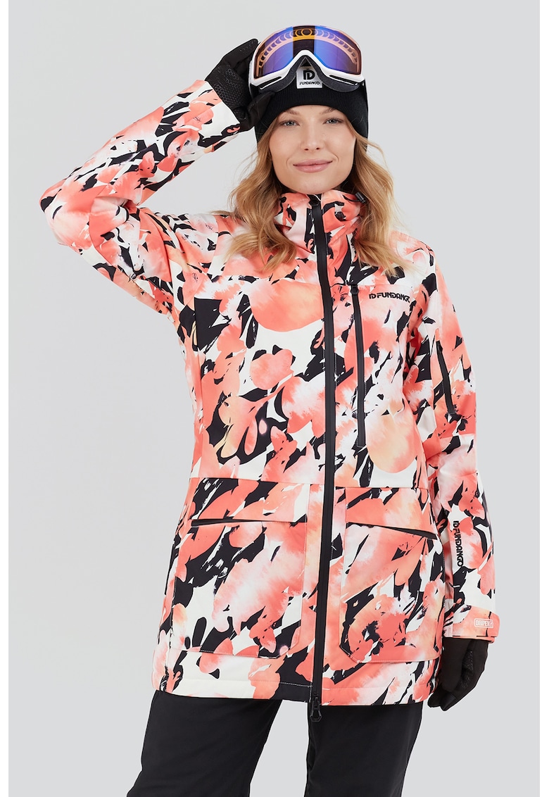 Jacheta cu model si vatelina pentru schi - Alb/Roz somon