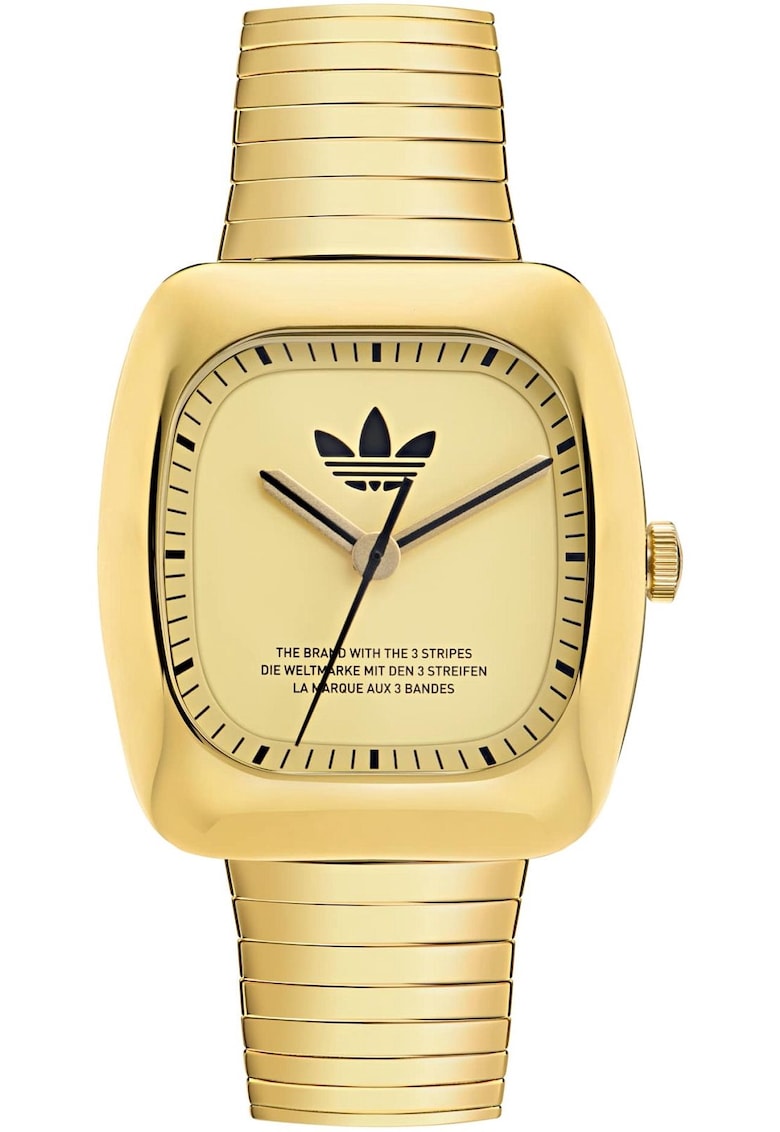 Ceas Retro Wave - aur - bej - mecanism quartz - 5 ATM - bratara inox