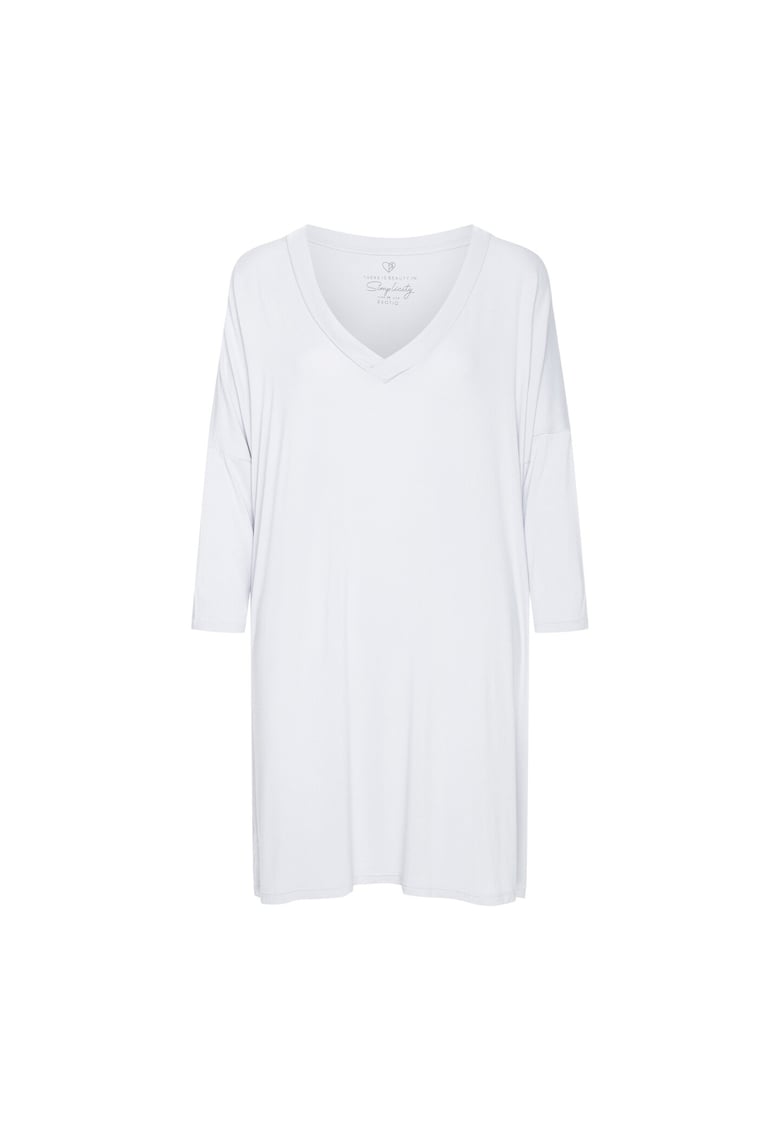 Camasa de noapte Jannet - gri - L - din viscoza cu maneca lunga si decolteu in V