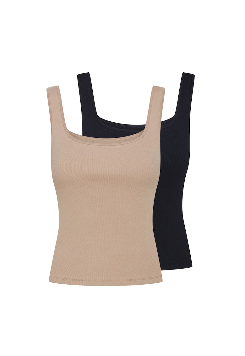 Set 2 maiouri pentru dama Herdenson - Bumbac - Negru/Bej Set 2 maiouri pentru dama Herdenson - Bumbac - Negru/Bej