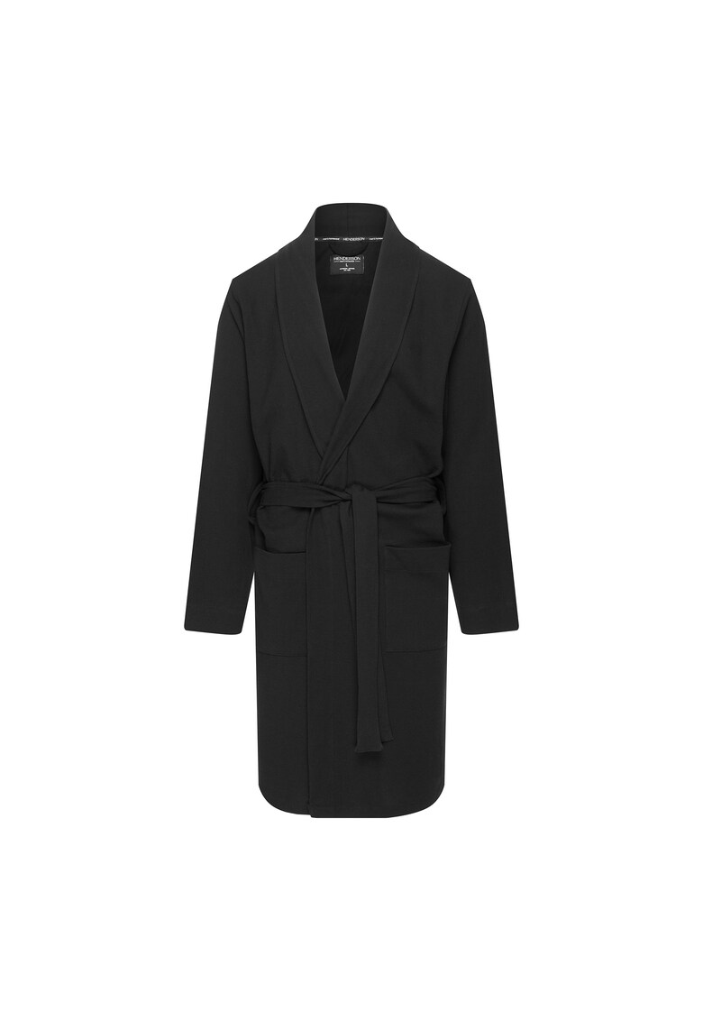 Halat barbati bumbac - maneca lunga - 2 buzunare - negru - Negru