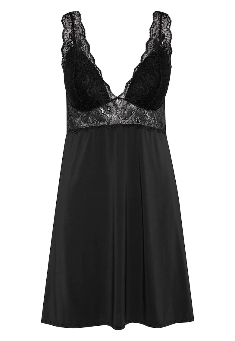 Camasa de noapte negru dantela