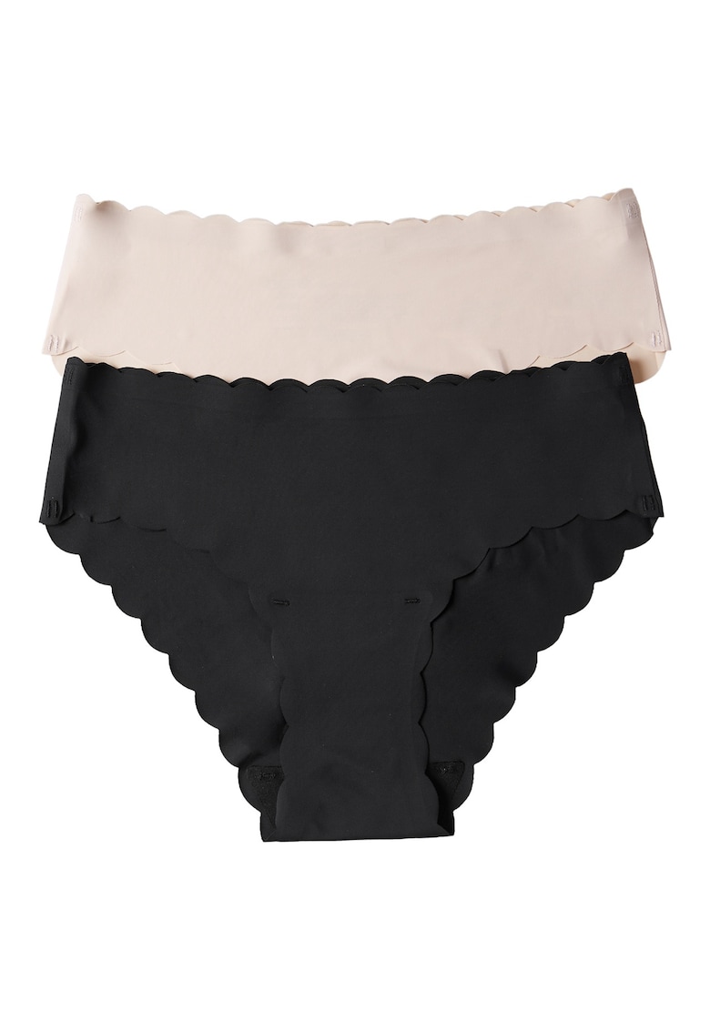 Set 2 perechi de chiloti fara cusaturi pentru dama  Bumbac - Crem/Negru