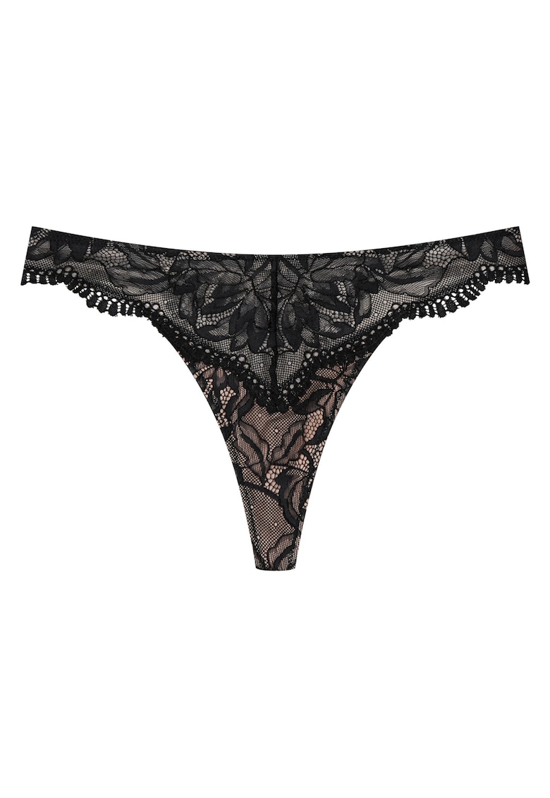 Chiloti tanga Outline - Dantela - Negru