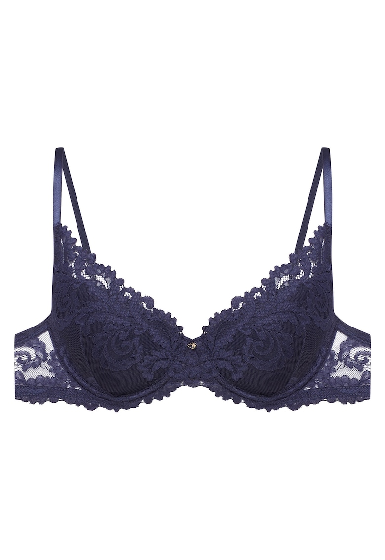 Sutien push-up Lynn  -  Dantela - Floral - Bleumarin