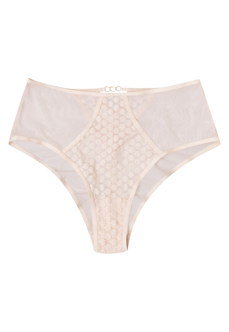 Chiloti dama Ohara - Dantela - cu talie inalta - Bej