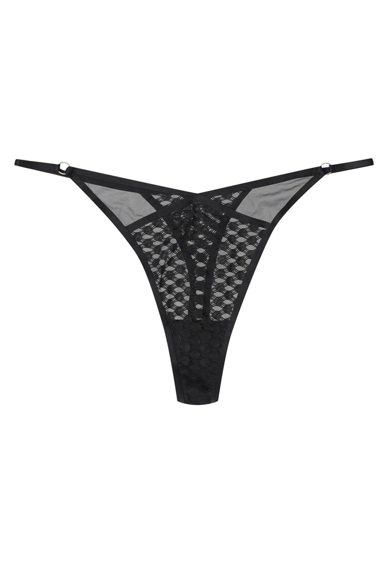 Chiloti tanga dama Ohara - Dantela - Negru